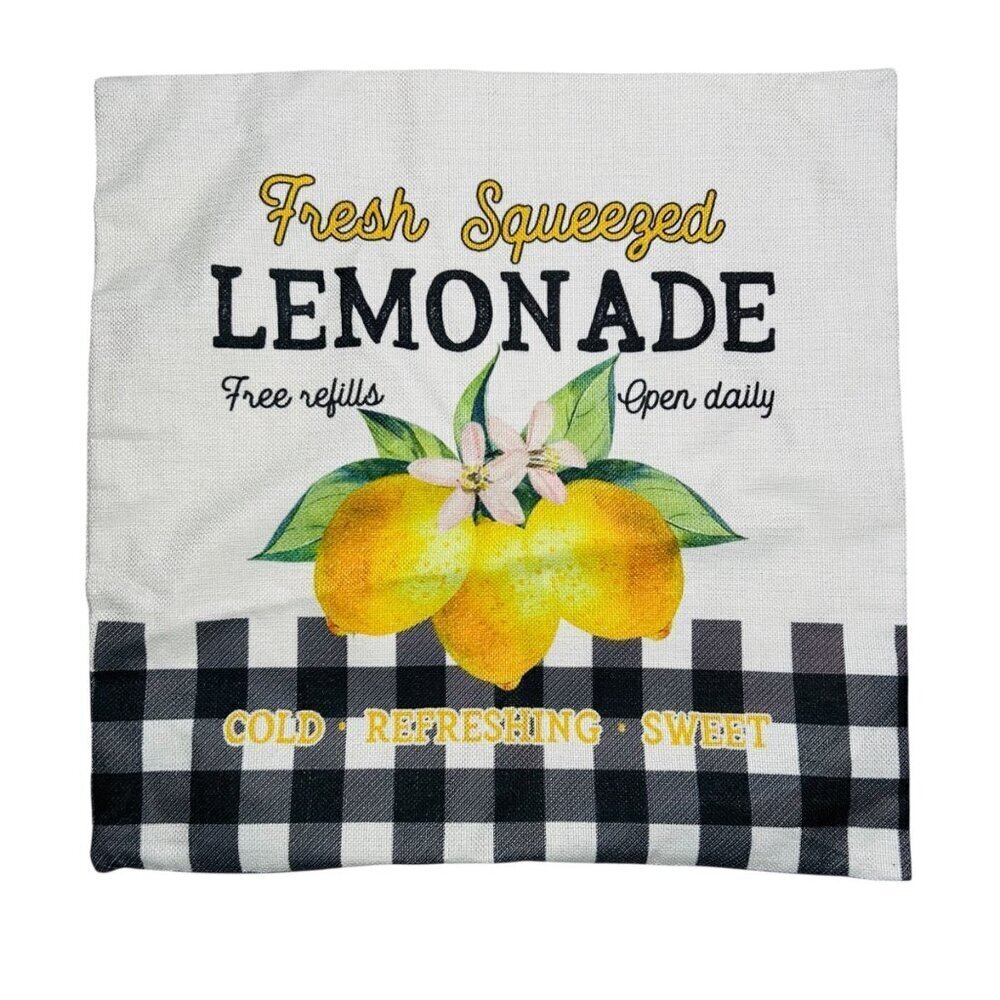 Fresh Lemonade Gingham Fruit Decorative Pillow Sham Lemon Checkered